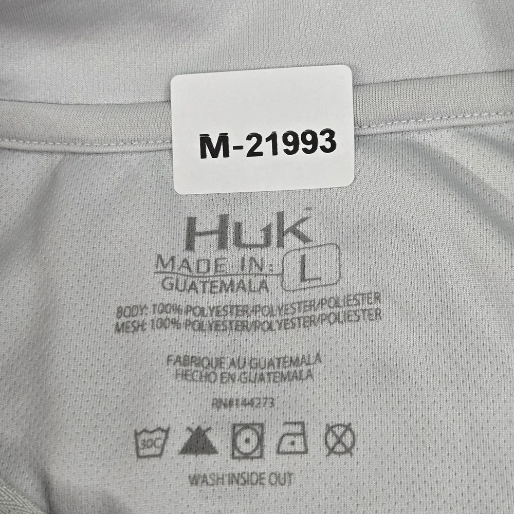 Huk Men Activewear Top‎ L Gray Quarter Zip Zipper Long Sleeve